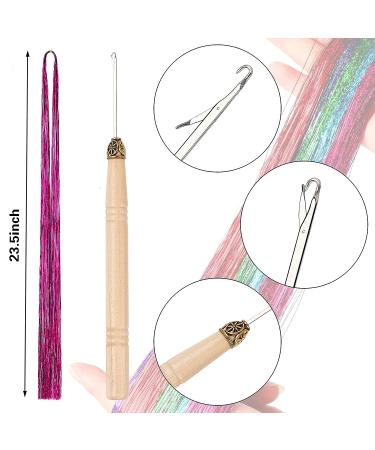 47 Inches Hair Extensions: 12 Colors Holographic Glitter Fairy Tinsel Kit for Women & Girls - Hair Accessories for Sparkles at Halloween, Christmas, New Year, Cosplay Party - Buy Online on GoSupps.com