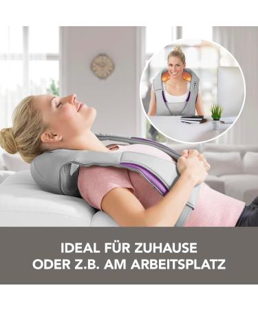 Vitalmaxx Shiatsu Neck Massager with Heat | 3-in-1 Kneading Vibration & Heat Therapy | Gray/Lilac - Perfect for Neck Shoulder Back & Legs - Buy Online on GoSupps.com