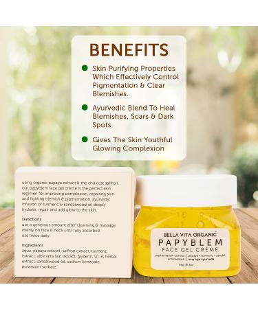 Bella Vita Organic Papaya Face Cream Gel - Glow Pigmentation & Blemish Removal with Saffron | 60g - Buy Online Now - Buy Online on GoSupps.com