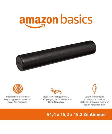 Amazon Basics High Density Foam Exercise Roller 90 cm - Black | Ideal Foam Roller for Muscle Recovery & Fitness | Best Price & Fast International Shipping - Buy Online on GoSupps.com