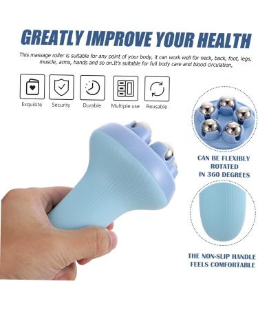 Healvian Massage Roller - Percussion Device for Body & Facial Massage | Manual Muscle Roller & Dermar Roller | Steel Ball Deep Slim Waist | 14.5x7.5cm - Blue - Buy Online on GoSupps.com