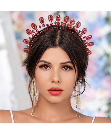 Flayem Red Crystal Headband Rhinestone Hairband Red Beads Hairhoop Party Costume Christmas Hair Accessories for Women and Girls - Buy Online on GoSupps.com