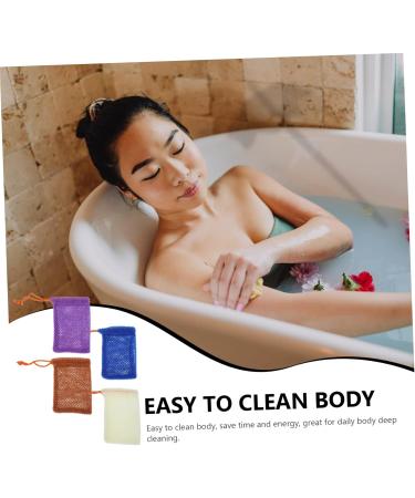 Beatifufu 4pcs Soap Bag Foaming Net Soap Saver Loofah Pouch Bath Loofahs Foam Soap Bathroom Foaming Bag Nylon - Buy Online on GoSupps.com