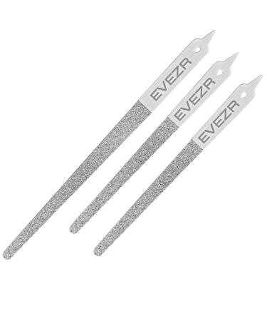 EVEZR 3PCS Sharp Stainless Steel Nail File Set Manicure Pedicure 100 Grit Buffer Thick Toenail Fingernails Metal Nail File for Home and Professional Use