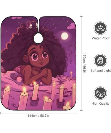 African American Black Girl Purple Barber Cape - Professional Hair Cutting Salon Apron Water Stain Resistant Anti-Static 56.7 66.9 Inch - Buy Online on GoSupps.com