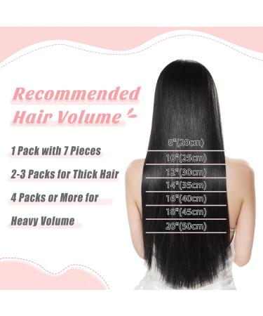 Vlasy Clip in Hair Extensions 12 Inch Black Human Hair Seamless 7 Pieces Straight Thick Weft for Women (60g) - Real Human Hair Clip in Extensions - Buy Online on GoSupps.com