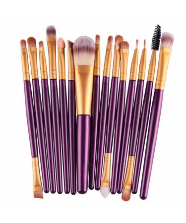 Makeup Brushes Set 15 Pcs Wooden Handle Soft Bristle Cosmetic Brushes Tools Kit for Makeup Foundation Power Blushes Eyelashes Lipstick Brushes Set for Eyeshadow Eyebrow Eyeliner Highlighter (C)