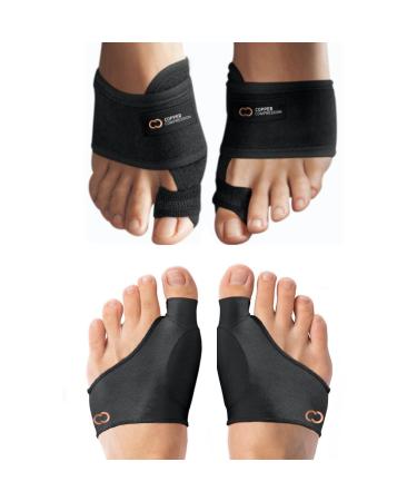 Copper Compression Bunion Corrector And Bunion Relief Kit. 1 Pair of Bunion Cushions 1 Pair of Bunion Splint Correctors. Bunion Pads Sleeve Big Toe Splint for Women Men Relief For Bunions, Feet (Large/XL) Large/XL (2 Pair)