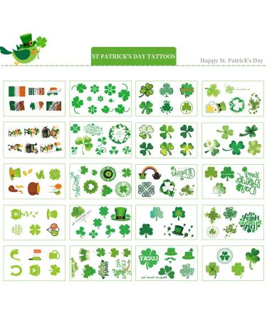 St. Patrick's Day Shamrock Temporary Tattoos - Clover Face Stickers for Saint Patrick's Day - Buy Online on GoSupps.com