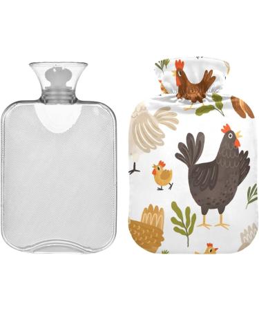 Hot Water Bottles with Cover - Autumn Rooster Design | 2L for Pain Relief Headaches & Feet Warmer - Buy Online on GoSupps.com