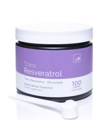 Trans Resveratrol Micronised Powder 100 Grams - Third Party Tested Over 99% Purity - Natural Pure Trans Resveratrol Supplement 100g - Vitality Pro - Buy Online on GoSupps.com