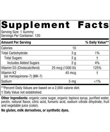 Nordic Naturals Vitamin D3 + K2 Gummies Pomegranate - 120 Gummies - 1000 IU Vitamin D3 + 45 mcg Vitamin K2 - Promotes Bone Health & Muscle Function - Non-GMO - 60 Servings - Buy Online on GoSupps.com