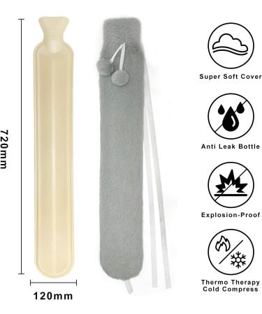 2L Rubber Long Hot Water Bottle with Plush Cover 73cm Wearable Extra Long Bag for Pain Relief - Buy Online on GoSupps.com