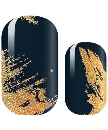 AVOA Beauty nail foil - "Black Gold" black gold brush elegant nail art design 16 thin self-adhesive long-lasting nail wraps