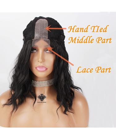 Diamond Queen Short Wavy Black Bob Wig - Shoulder Length Synthetic Lace Wig for Black Women (1B) - Buy Online on GoSupps.com