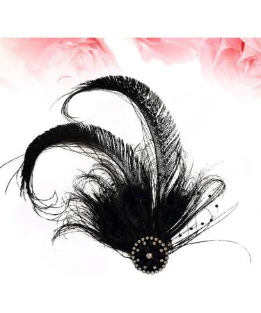 Fenical 1920s Black Feather Hair Clip | Gatsby Costume Flapper Accessory | International Shipping - Buy Online on GoSupps.com