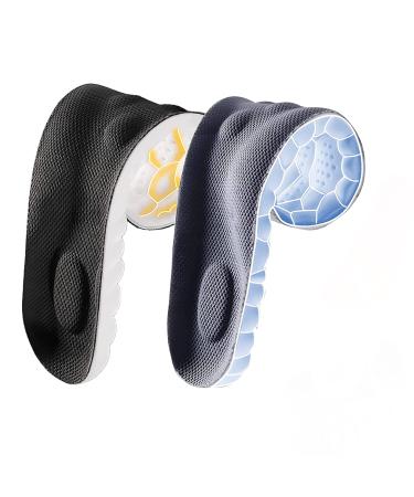 2 Pairs 4D Constant Temperature Comfort Starter U-Shape Insoles 4D Memory Foam Insoles Breathable Strong Arch Support Insoles Inserts(Black & Grey 45-46) Black&grey 45-46