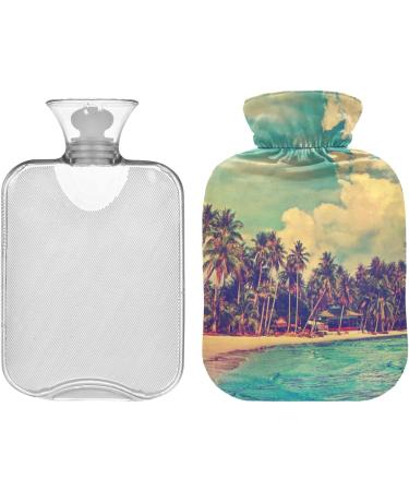 NAANLE 2L Transparent Hot Water Bottle - Tropical Beach Design for Menstrual Cramps Pain Relief & Heat Therapy - Buy Online on GoSupps.com
