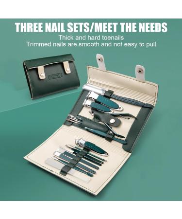 Nail Clippers Set for Men Nail Clippers Set 19 Pieces Fingernail Clipper and Nail Cutter Set | Nail Care Set Professional Manicure and Pedicure Set Toenail Clippers Set for Toenails Dark Green - Buy Online on GoSupps.com