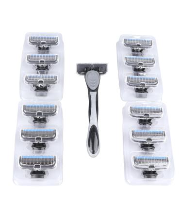 Buy Razors for Men - Complete Set with Razor & 12 Refill Blades for Perfect Shaving | International Shipping Available - Buy Online on GoSupps.com