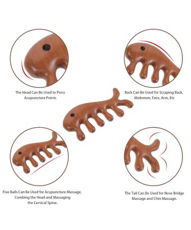 Buy Sewoart Fish-Shaped Jade Wooden Massage Comb Scalp Care Face Scratch Relief & Hair Removal Tool - Buy Online on GoSupps.com