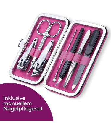 Beurer MP 44 Manicure/Pedicure Set - Electric Nail Care with 7 Attachments & LED Light - Pink - Includes Manual Nail Set & Storage Bag - Perfect for Home & Travel - Buy Online on GoSupps.com