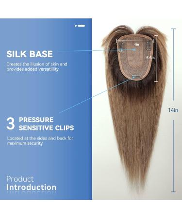 EMMOR Hair Toppers for Women Hair Loss Cover Hair Topper for Women with Thinning Human Hair 150% Density Silk Base Three Clips in Topper 14 inch Ombre Ash Blonde-35 Ombre Ash Blonde-35 35cm - Buy Online on GoSupps.com