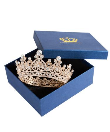 Forsylvanas Jewelry Gold Queen Crown for Women - Wedding Crown  Birthday Crown Crowns and Tiaras Hair Accessories for Costume Party Halloween (Gold queen crown)