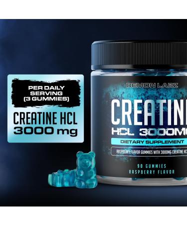 Buy Vegan Creatine HCL 3000mg Gummies - Raspberry Flavor (90 Count) | International Shipping - Buy Online on GoSupps.com