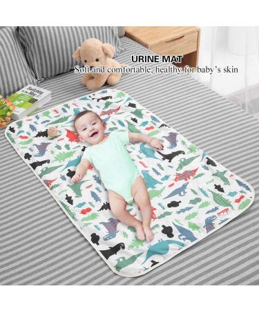 75x120cm 3-Layer Baby Urine Pad | Portable Breathable Nappy Liner | Waterproof Diaper Changing Mat | Green Dinosaur Print - Buy Online on GoSupps.com