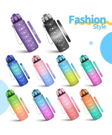 Coolfel Leakproof Sport Drinking Bottles for Kids - BPA Free Tritan Time Marked 500ml to 2L | Perfect for School Gym & Sports - Blue-Purple - Buy Online on GoSupps.com
