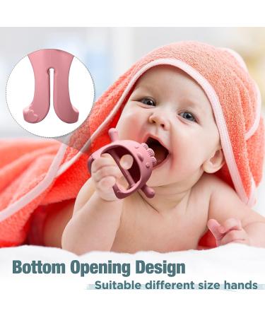 Set of 4 Woanger Baby Teething Toys in Blue, Dark Green, Yellow, and Maroon | Silicone Bear Hand Teethers for Babies over 3 Months | Anti-Dropping Wrist Mitten for Sucking Needs - Buy Online on GoSupps.com