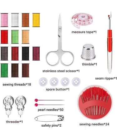 Premium 104 Pcs Sewing Kit for Beginners & Travelers - Portable Needle and Thread Set with 18 Color Threads, Needles, Scissors, and Thimble - Buy Online on GoSupps.com