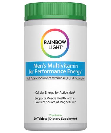 Rainbow Light Performance Energy Multivitamin for Men + | 90 Tablets | Real Food Nutrients | with Digestive Enzymes & Probiotics | Nitric Oxide Precursors