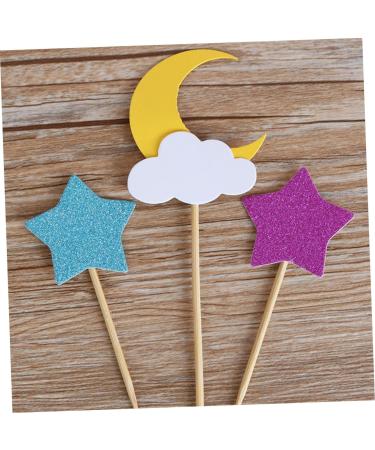 Garneck 24pcs Cake Decorations Moon Decor Cake Toppers Creative Toppers Cake Decoration Toppers Wooden Decoration Toppers Portable Insert Card - Buy Online on GoSupps.com