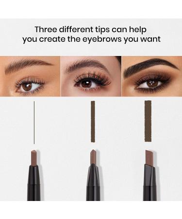 Eyebrow Pencil Smooth and Waterproof 2mm Tip Long-Lasting Eyebrow Pencil Dual Ended with Brow Pencil and Spoolie Brush (Deep Brown) - Buy Online on GoSupps.com