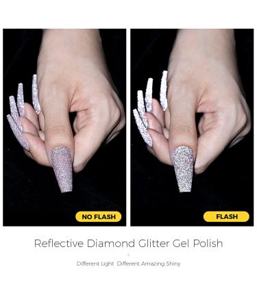 BURANO Reflective Glitter Gel Nail Polish - Rose Blue Purple Silver Holographic Sparkle - Soak Off Disco Gel with Cuticle Oil - UV Lamp Required - Buy Online on GoSupps.com