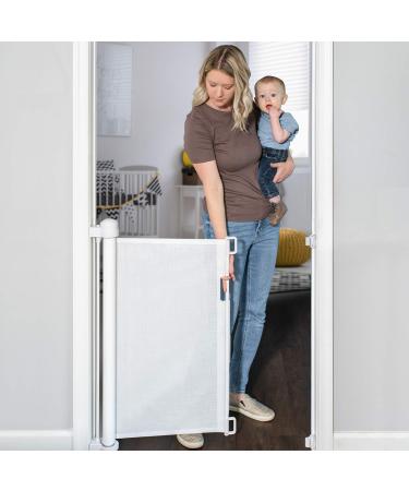 YOOFOR Retractable Baby Gate, Extra Wide Safety Kids or Pets Gate, 33 Tall, Extends to 55 Wide, Mesh Safety Dog Gate for Stairs, Indoor, Outdoor, Doorways, Hallways (White, 33"x55") White 33x55 Inch (Pack of 1)