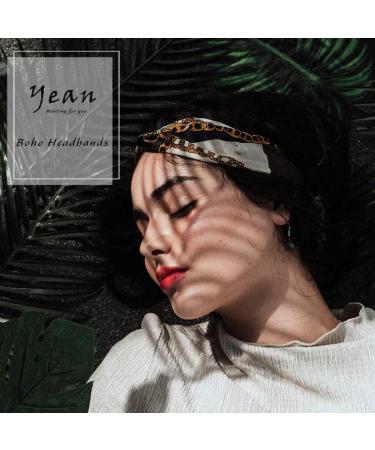 Yean Boho Wide Headbands Black - Pack of 4 | Stylish Elastic Turbans for Women and Girls - Buy Online on GoSupps.com