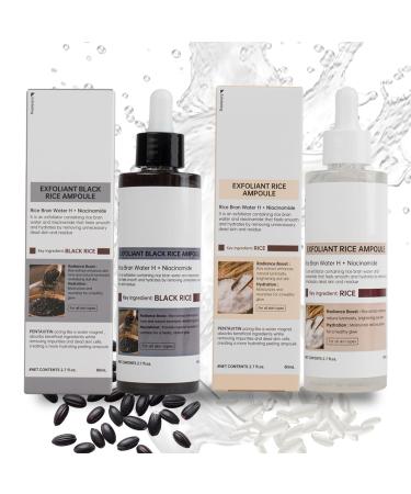 2 PCS Peel Shot Duo Peel Shot Glow Rice Ampoule Duo Black and White Peeling Ampoule Face Body Exfoliant Scrub Dull Skin Brightener Dead Skin Remover 2.7 fl.Oz Each Black&White