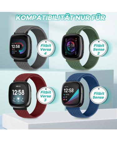 Vodtian Braided Bracelet for Fitbit Versa 4/3 & Sense 2 - Adjustable Nylon Solo Loop in Black & Olives - Stylish & Comfortable for Men & Women - Buy Online on GoSupps.com