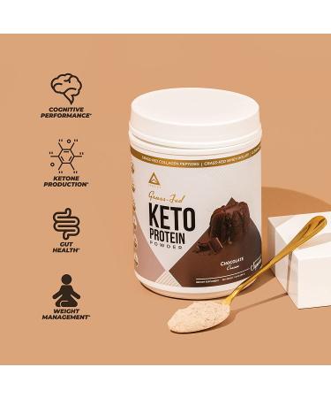 LevelUp Grass-fed Keto Protein Powder with Collagen Peptides, Pure C8 MCT Oil, Irish Butter & Whey Protein Isolate - Chocolate Cream Flavor - Buy Online on GoSupps.com