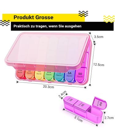 7-Day Pillbox with 3 Compartments - German Medication Organizer for Daily Use (Pink) - Ideal for Tablets & Vitamins - Buy Online on GoSupps.com