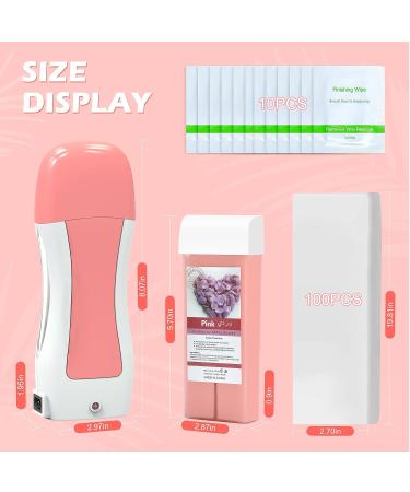 Seopri Roll on Wax Kit for Hair Removal - Sensitive Skin, 2 Rose Wax Cartridges, 100 Strips & Wipes - Buy Online on GoSupps.com