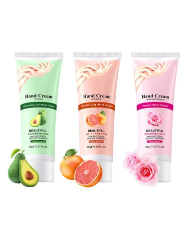 Mini Hand Cream Kit-3Pcs 80g Small Scented Hand Lotion for Dry Cracked Working Hands Natural Fragrance Moisturizing Travel Size Bulk Hand Lotion Baby Shower Wedding Favors Christmas Gift for Women 80 g (Pack of 3)