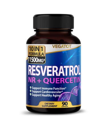 VEGATOT       High Strength Resveratrol   ,    with Quercetin Healthy Aging Immune Brain Boost Joint Support (90 Count (Pack of 1))