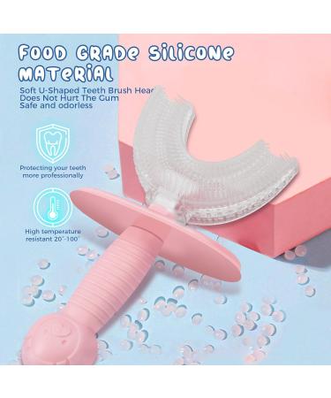 YOGINGO 2 Pack U Shaped Kids Toothbrushes | Food Grade Silicone | 360 Oral Cleaning | Cover Case | Toddler Age 2-6 - Buy Online on GoSupps.com