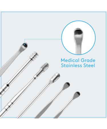 7 Pcs Ear Pick Earwax Removal Kit | Stainless Spring Steel Ear Cleansing Tool Set with Storage Box and Syringe Bulb for Ear Cleaning - Buy Online on GoSupps.com