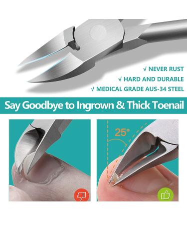 Professional Stainless Steel Toenail Clippers for Thick and Ingrown Nails - Sharp Curved Blade Nail Cutter for Men, Women, and Adults - Buy Online on GoSupps.com