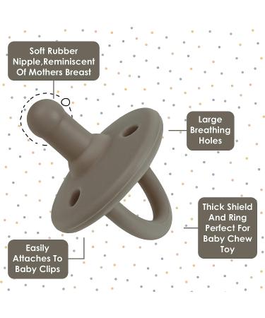 Sweet Child Soothie Pacifiers 0-6 Months - Set of 6 Silicone Binkies with Collapsible Handle and Air Holes - Woodlands Theme - Best Newborn Pacifiers for Boys or Girls - Buy Online on GoSupps.com